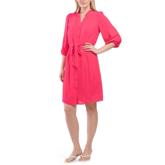 NWT NANETTE LEPORE Long Sleeve Front Tie Fuchsia Dress Size 12 - Picture 1 of 3